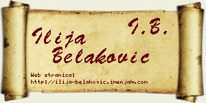 Ilija Belaković vizit kartica